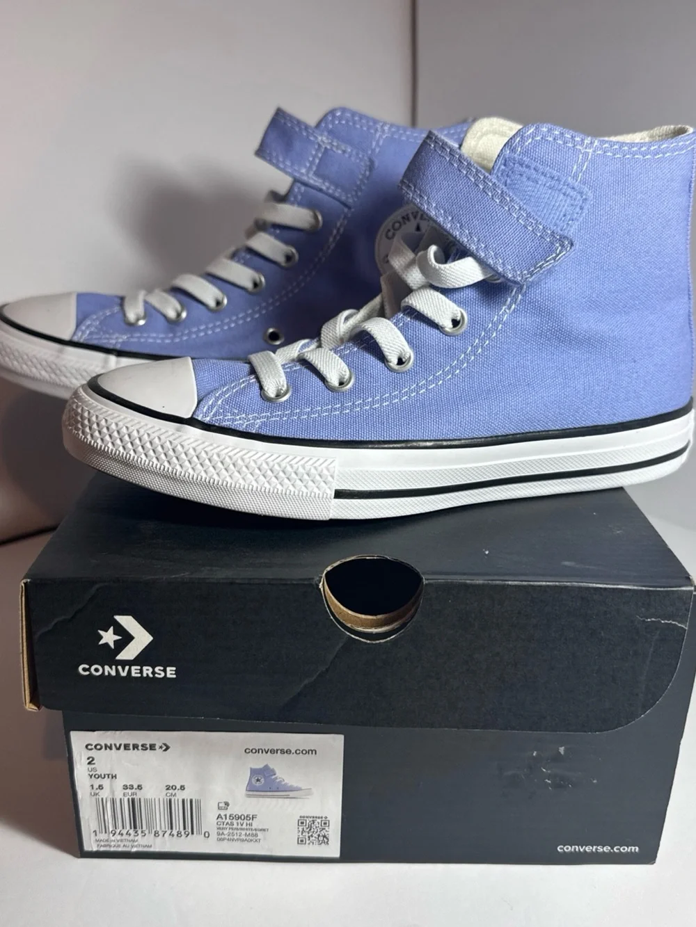 Converse Very Periwinkle High Top Sneakers Velcro closure NIB